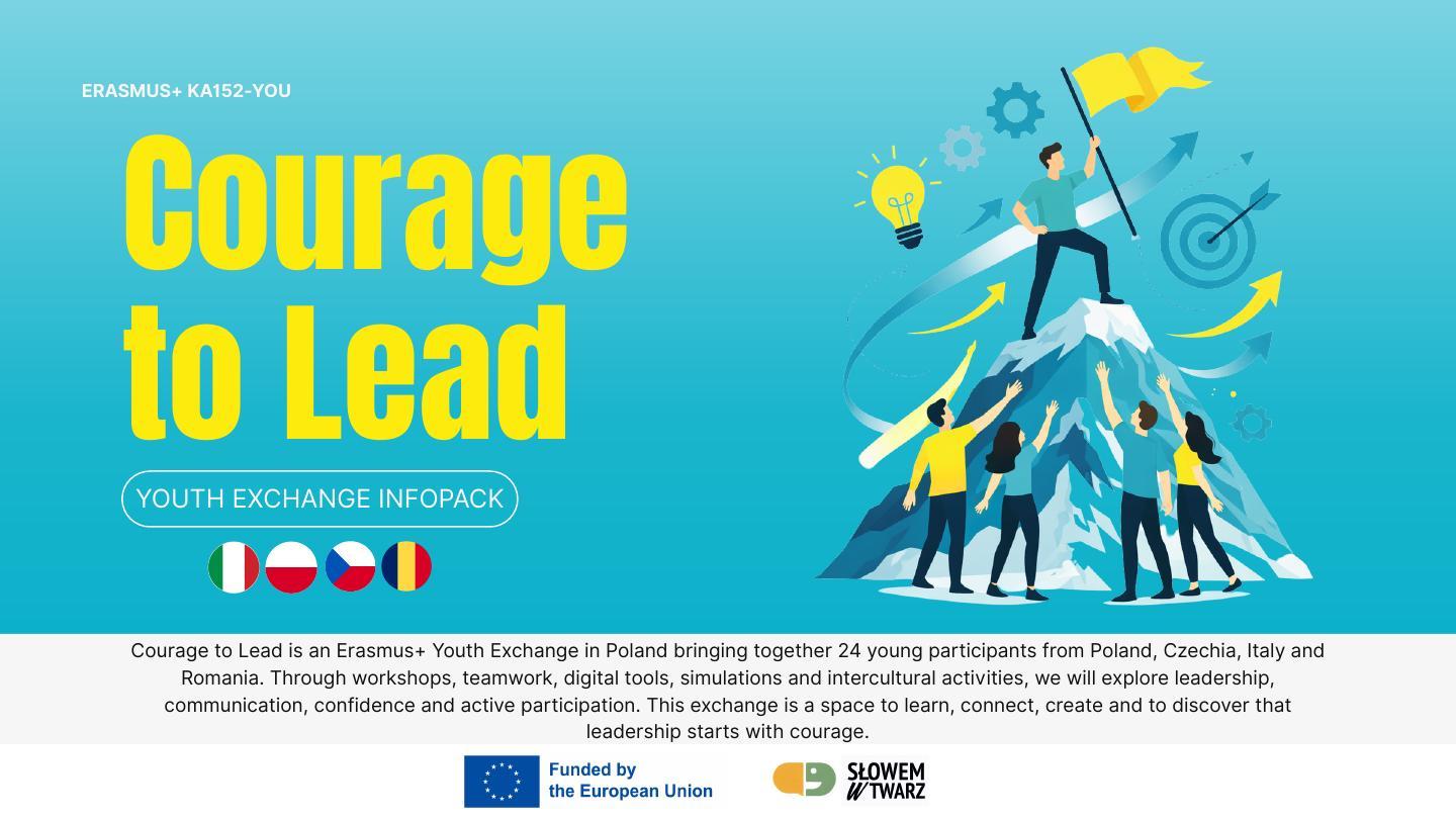 Courage to Lead project artwork – international Erasmus+ KA152-YOU youth exchange